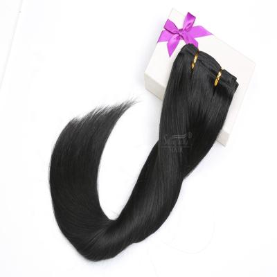 China Wholesale Sellers 110-220g 14to24 inch Silky Straight Virgin Black Hair Seamless Wave Hair Clip In Extensions for sale