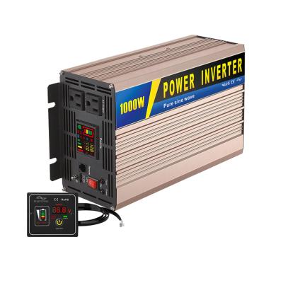 China Factory Price Aluminum CE FCC Certified 12v 24v dc to 110v 220v ac pure sine wave inverter 1000W for sale