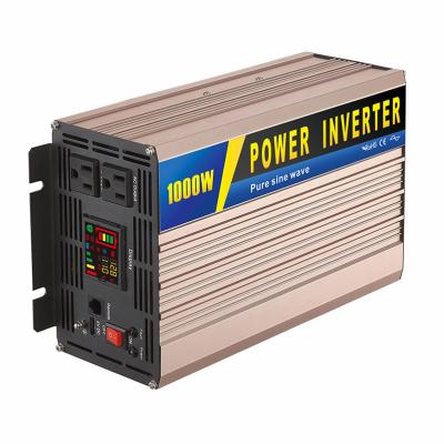 China CE aluminum FCC certified factory price12v 24v dc to 110v 220v ac 1000w pure sine wave car power inverter 1000w for sale