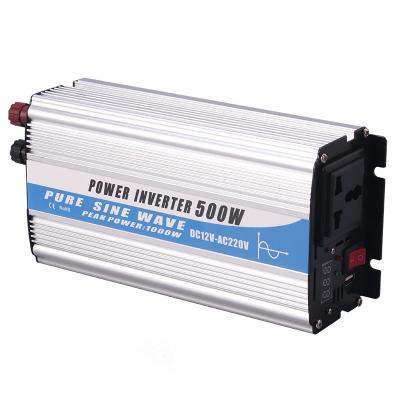 China Factory Sale Aluminum With USB LED Screen DC 12v To AC 220v 500w Car Power Inverter 500W for sale