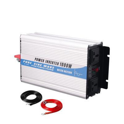 China Aluminum Alloy CE FCC Certified 12v 24v 48vDC To AC 110V 220V Car 1000w Pure Sine Wave Power Inverter for sale