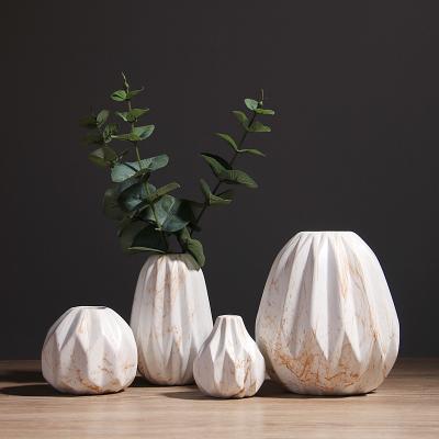 China Nordic Marble Ceramic Creative Soft Living Room Decoration Europe Vase Room TV Cabinet Model Decoration for sale