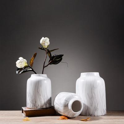 China Marble Ceramic Creative Flowerpot Vase Luster Milk White Ceramic Flowerpot for sale