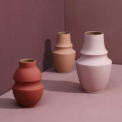 China Modern Ceramic Simple Home Decoration Vase Color Dry Morandi Flower Arrangement for sale