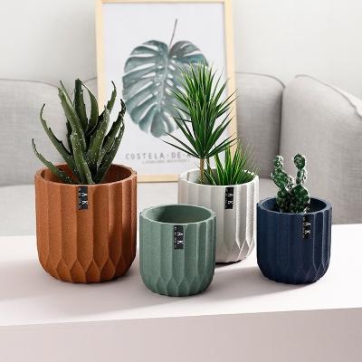 China Creative Nordic Europe style flower home items open cement flower pot with hole for sale