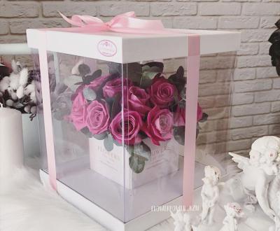 China PVC Open Window Recyclable Square Folding Flower Bouquet Packaging Box for sale