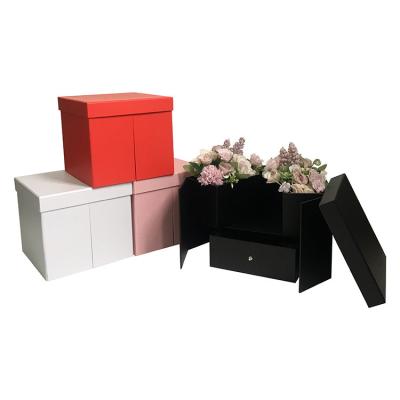 China Recyclable Square Double-Aperture Fresh Flowers Flower Box Packaging High-end Immortal Gift Box for sale