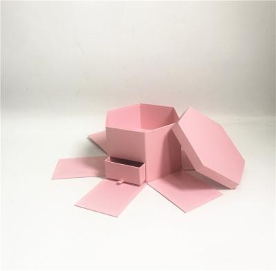 China Recyclable hexagonal photo album, flower gift box, surprise box for sale