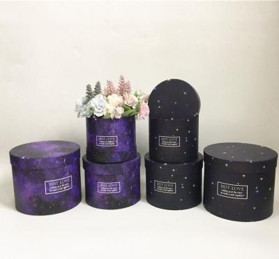 China Recyclable Starry Sky Round Gift Box Three Piece Set, Flower Hug Bucket for sale