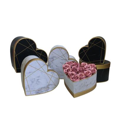 China Recyclable Flower Marble Heart Shaped Three Piece Set Gift Box for sale