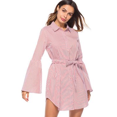 China Umyogo Breathable Woman Striped Dresses New Arrivals 2020 Long Sleeve Dress Casual Dresses for sale