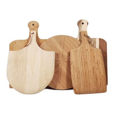 China JSY Viable Wholesale Wooden Pizza Serving & Spinning Handle Wooden Pizza Cutter Custom Wood Cutting Board Pizza Cutter For Various Use for sale