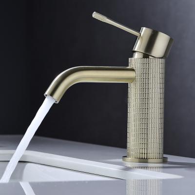 China Modern Copper Brass Knurled Faucet Metered Gold Water Faucet Basin Sink Faucet Washing Faucets YSW for sale