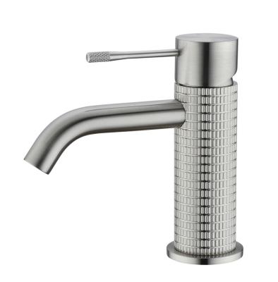 China 2021 Modern Classic Double Metered Faucets ZUKKI Double Metered Faucet Hot And Cold Boxes Brushed Nickel Knurled Basin Faucet for sale