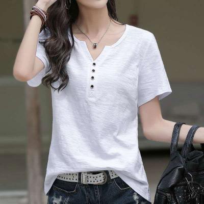 China Casual Cotton QUICK DRY QUICK DRY Blank T-shirt Solid Color For Women Tops Fashionable Clothes Plus Size M-4xl Women Summer Tops Blank T-shirt for sale