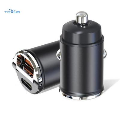 China UniversalÂ   Type C Alloy Mini Car Charger Tooya 30W Cart Dual Ports Fast QC SCP SFCP USB Since Multi-port Mini Car Fast Charging Adapter for sale