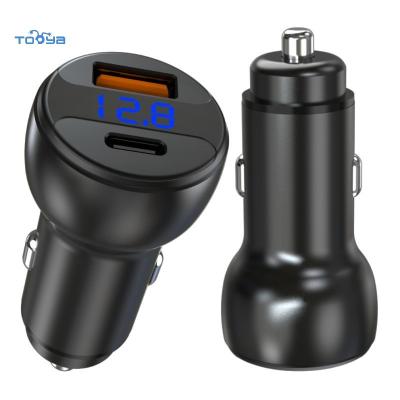 China UniversalÂ   Tooya Mini Fast Fast Car Charger 60W PPS Digital Display USB Samochod Charging QC Adapter Multi-port Car Charging Charger for sale