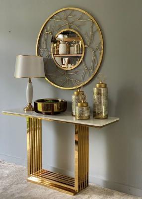 Китай Metal Entryway Hallway Console Table Multipurpose Marble Top Gold Ornate продается