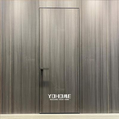 China Turkish gray silent interior frameless wood bedroom door fire protection simple design secret magnetic hidden wall door invisible door for sale