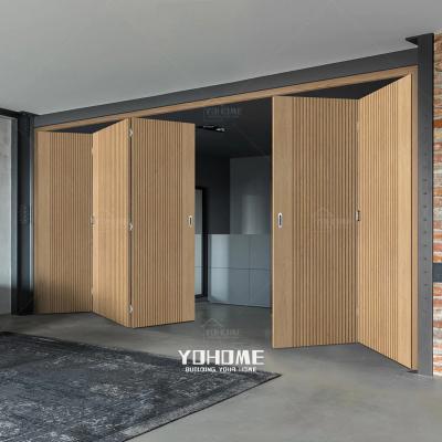 China American modern internal invisible bedroom door frameless folding wood kitchen fire protection style hidden invisible folding door for sale