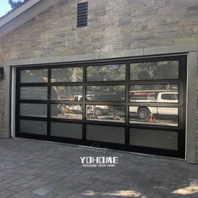 China Yohome entrance car electric garage door custom European aluminum glass door 8x7 fire protection garage door for sale