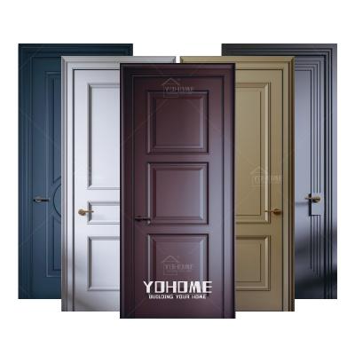 China 3 Panel Red Internal Room Door Yohome Waterproof Design Latest Inside Modern Doors Interior Solid Wood Door for sale