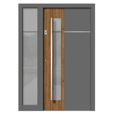 China Modern Germany Stainless Steel Entry Doors Contemporary Wood Security Steel Doors With Wood Finish for sale