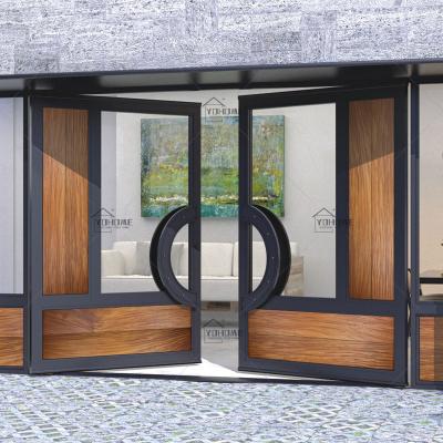 China Italian Modern Glass Custom Shop Front Double Main Door Heat Insulation Double Front Entrance Composite Door for sale