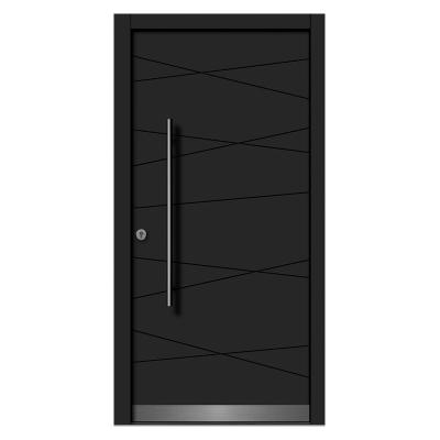 China Modern Yohome Customized UK Modern Front Entry Black Exterior Entry Door Black Entry Hinged Door for sale