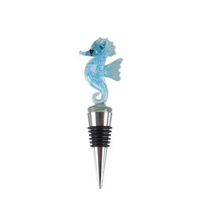 China Antique Animal Figurine Seahorse Figurine 750ml Small Glass Bottle Stopper for sale