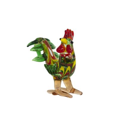 China Solid Color Holiday Decoration Glass Christmas Tree Hanging Glass Rooster Custom Glass Garden Ornaments for sale