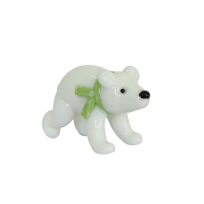 China China Holiday Decoration Elegant White Cute Glass Bear Animal Figurine for sale