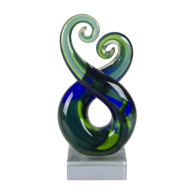 China Full Europe Handmade Solid Color Fiberglass Art Sculpture With Crystal Glass Base for sale