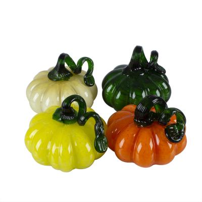 China Hand Blown Custom Colored Glass Pumpkin Ornaments From Europe for sale