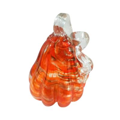 China Wholesale Blown Glass Ornaments Hand Artwork Europe Sublimation Halloween Glass Pumpkin for sale