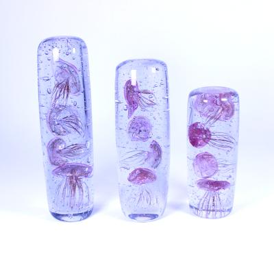 China Europe Cylinder Jellyfish Glass Paperweight Set for sale