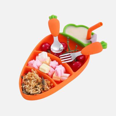 China Over 6 Months Creative Carrot Shape Children's Bowl Set Silicone Baby Food Bowl for sale