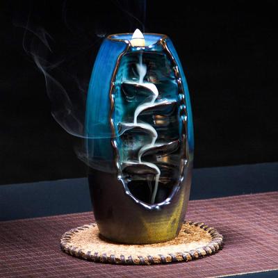 China Chinese Incense Aroma Incense Cone Holder Incienso Fountain Incent Burner Ceramic Backflow Censer for Decor for sale