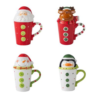 China Viable Christmas Theme 3D Ceramic Coffee Mug Mugs With Lid for sale