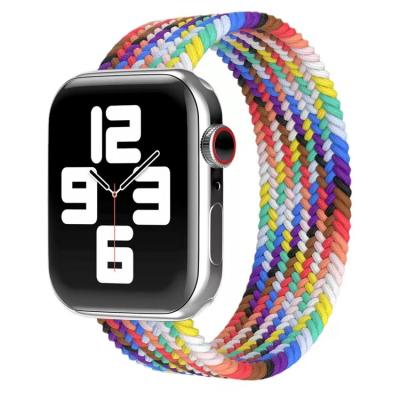 China Nylon Braided Loop Solo Band Smart Watch Rainbow Nylon Bands For Apple Watch Series 6 40mm 44mm for sale