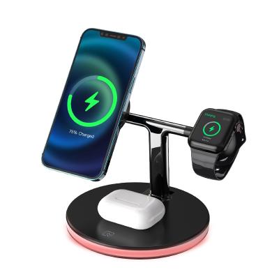 China Compatible Smart Watch 99% Mobile Phone/Earphone/Radio Charging Smart Phone 3 in 1 Desk Lamp Weless Magnetic Charger for sale