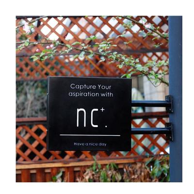 China Outdoor Sign Modern Custom Square Panel Advertising Style Double Sides Led Light Box Sign For Cafe Garden Sign for sale