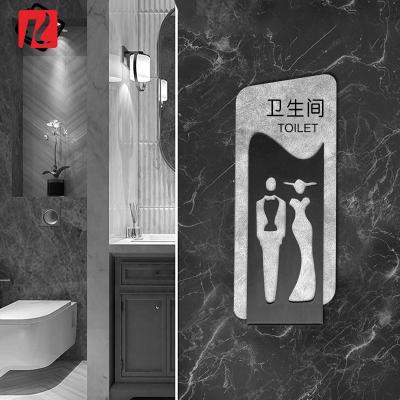 China Custom Acrylic Male Female Toilet Buildings Stick Toilet Sign Led Bathroom Signage For Toilet for sale