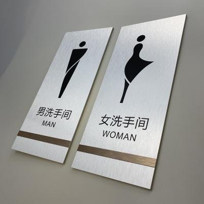 China Stainless Steel Manufacture China Building Decorative Laser Cut Bathroom Signage Metal 3d Signs Toilet Sticker Signage for sale