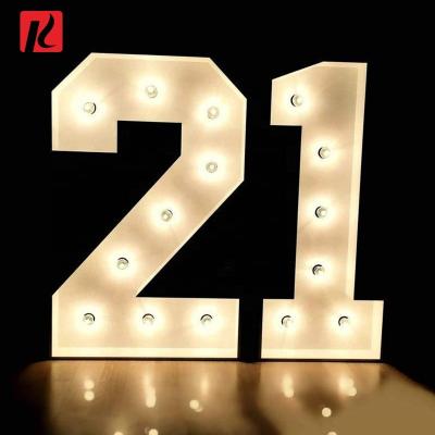 China Modern Custom LED Bulb Light UP Letters Stainless Steel Marquee Numbers For Wedding Party Decoration for sale