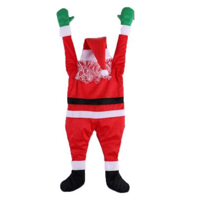 China Flannelette+plush Christmas Wall Climbing Decoration Hanging Santa Claus Pilou Costumes Gutter Roof Christmas Ornaments Indoor for sale