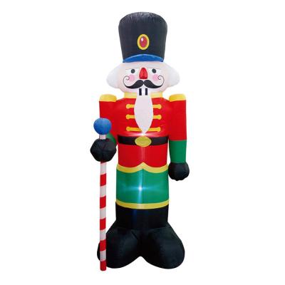 China Polyester Fabric 8 Feet Christmas Outdoor Inflatable Soldier Nutcracker Decorations LED Lights Explosion Decor For Party for sale