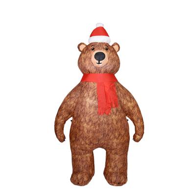 China Large 210cm High Quality Polyester Fabric Outdoor Light Inflatable Garden Stand Blow Up Kids Toys Brown Bear Christmas Decorations for sale