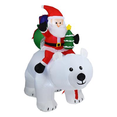 China HIGH QUALITY POLYESTER HOT SALE Polar Bear Christmas Decorations Outdoor Giant Inflatable Santa Claus Riding On Polar Bear for sale