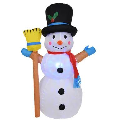 China Outdoor 190T Polyester LED 4ft Snowman with Illuminating Broom Lighting Inflatable Outdoor Indoor Yard Christmas Decoration for sale